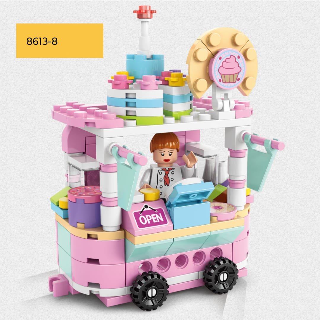 Blocos de Montar Carrinho Cupcakes - Bloxi 157pçs