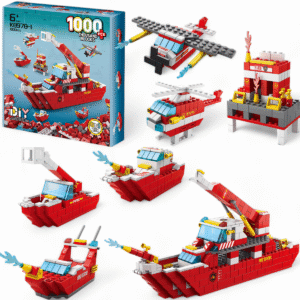 Kit 1000 Peças Blocos De Montar Bloxi Navio De Bombeiros - 6 em 1