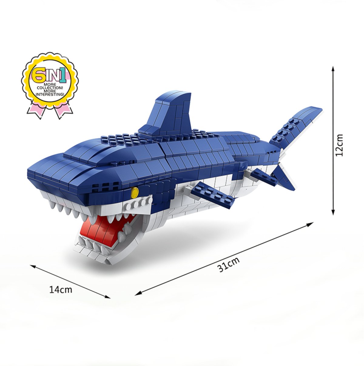 Kit 1000 Peças Bloco de Montar Bloxi Animais Marinhos Fundo do Mar - 6 em 1