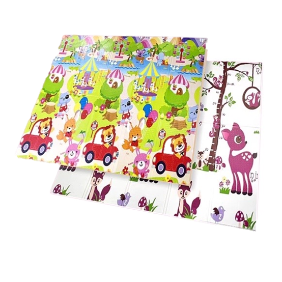 Tapete Infantil Dupla Face Medida 150x200cm Espessura 0,8cm Floresta e Circo