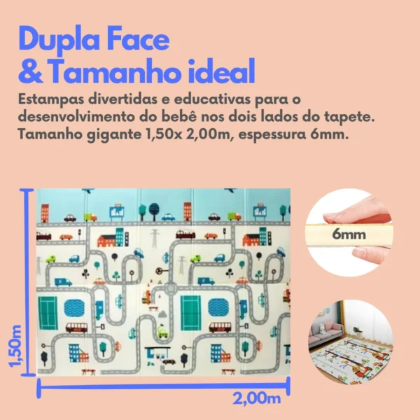 Tapete Infantil Dupla Face Medida 150x200cm Espessura 0,8cm Cidade e Floresta - Image 4