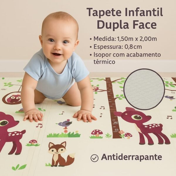 Tapete Infantil Dupla Face Medida 150x200cm Espessura 0,8cm Floresta e Circo - Image 2