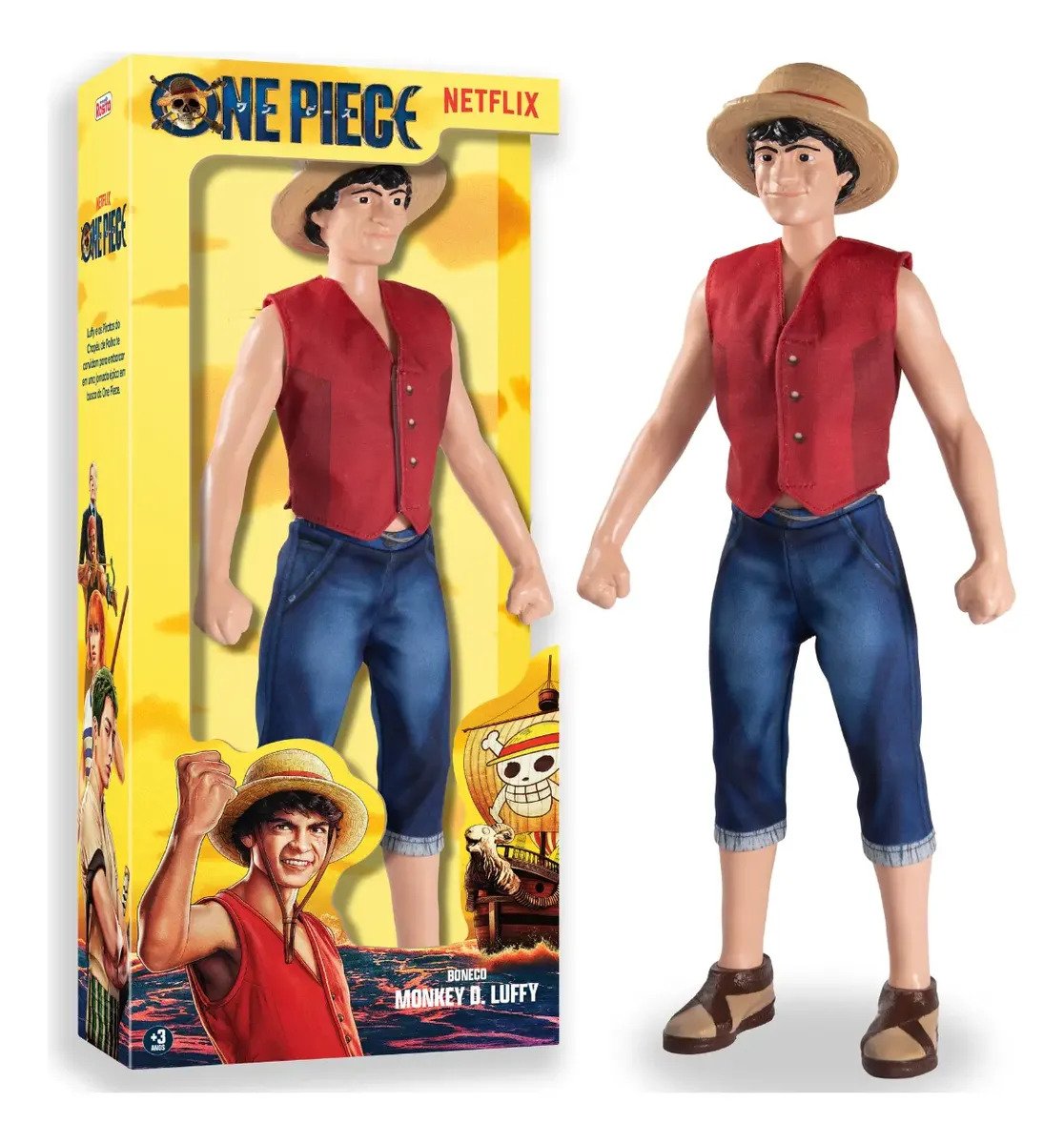 Boneco Monkey D. Luffy One Piece Netflix 45cm Articulado