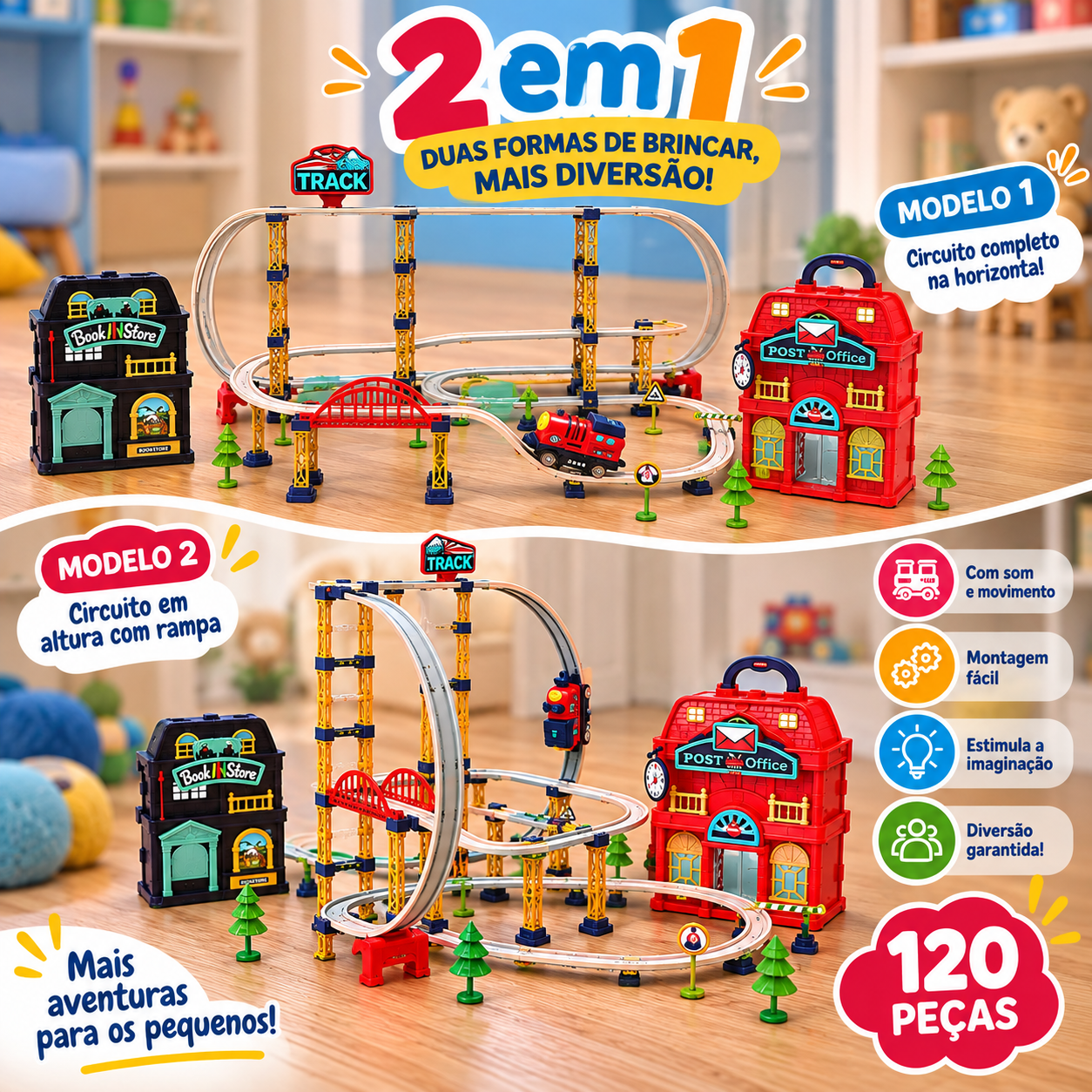 Pista de Trem Track City 2 em 1 120pçs - Imagem 2