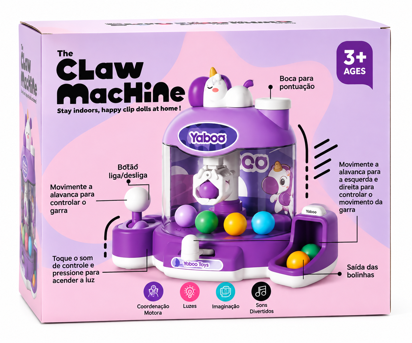 Máquina de Garra Infantil Unicórnio com Luz e Som LILÁS - Imagem 2
