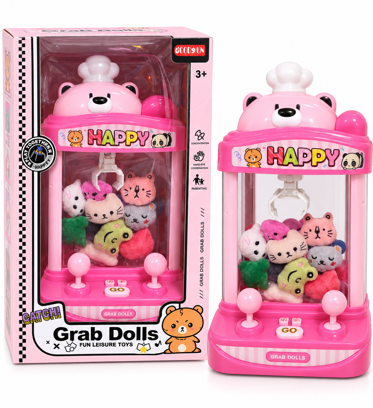 Maquina de Garra Infantil Mini Pelúcias Rosa