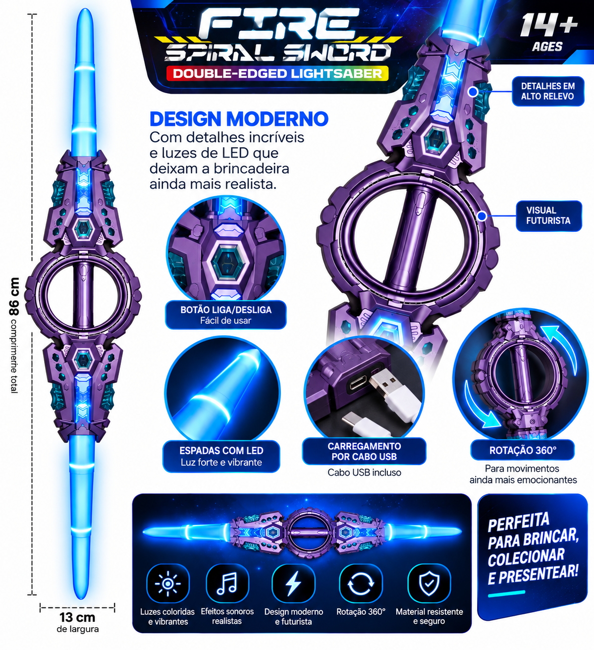 (ESGOTADO) Espada Sabre de Luz Duplo com LED e Som - Imagem 2