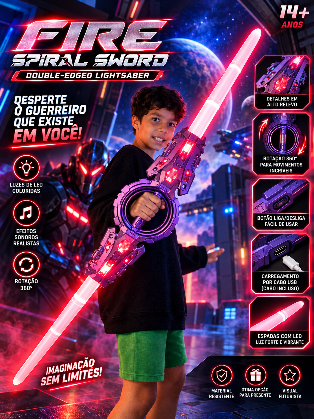 (ESGOTADO) Espada Sabre de Luz Duplo com LED e Som - Imagem 4
