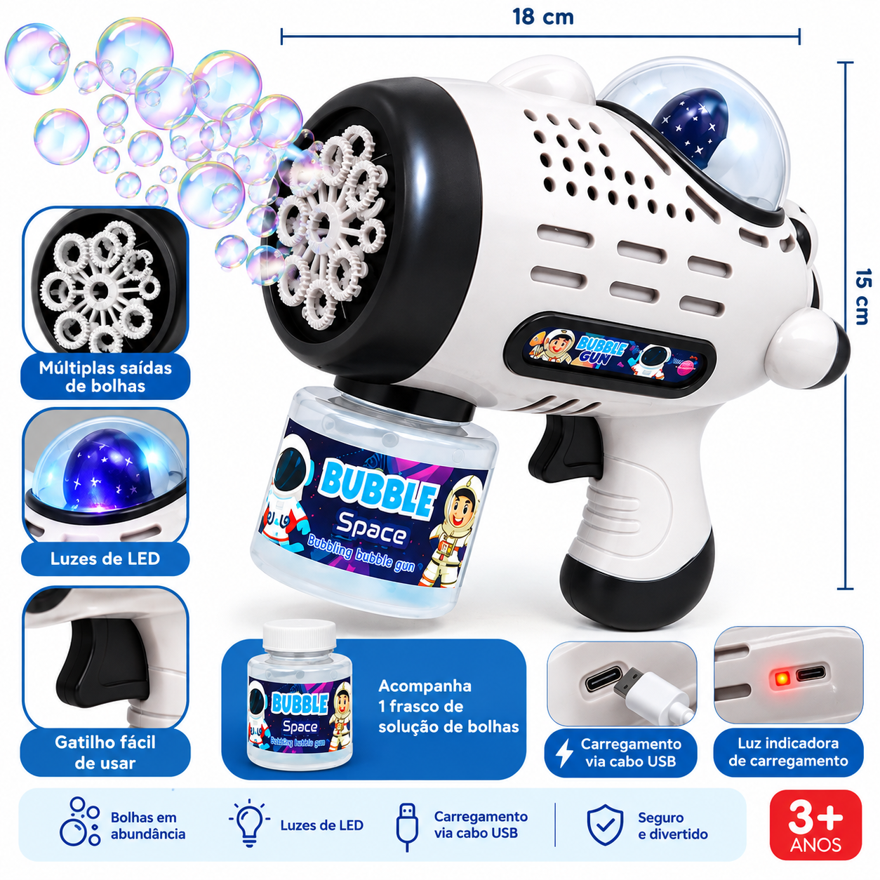 Arminha Lança Bolhas de Sabão Bubble Gun Espacial - Imagem 2