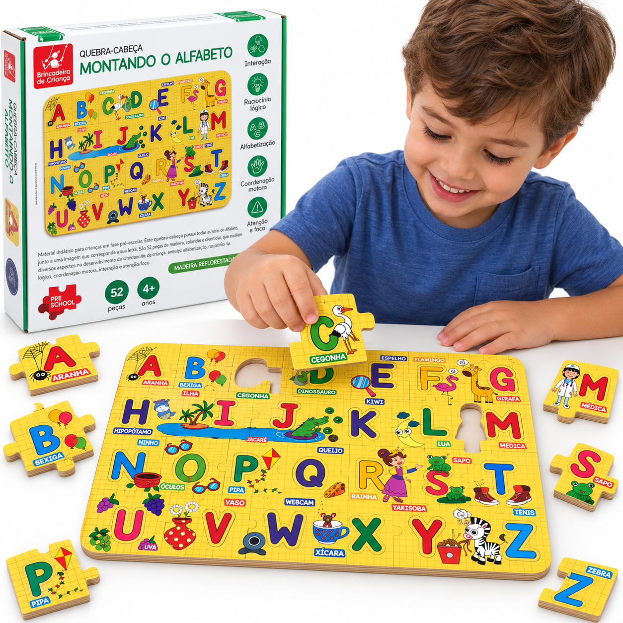 Quebra-Cabeça Montando O Alfabeto 52pçs