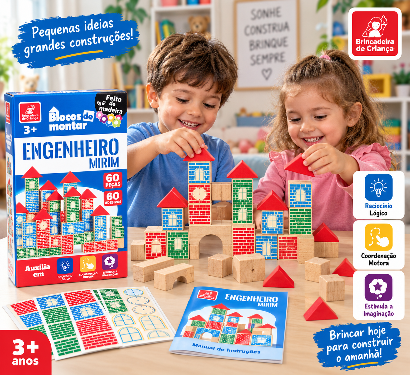 Blocos de Montar - Engenheiro Mirim 60pçs - Imagem 2
