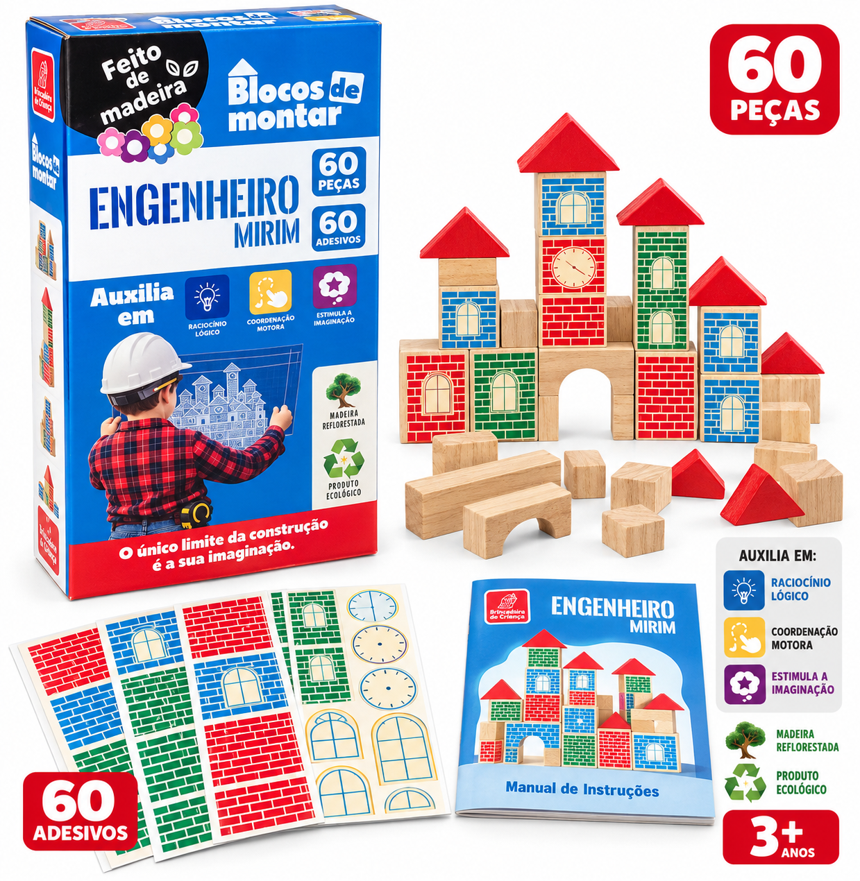 Blocos de Montar - Engenheiro Mirim 60pçs